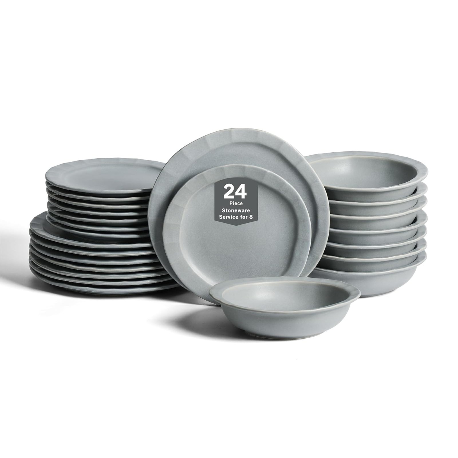 Stone Lain Oasis Stoneware 24 Piece Dinnerware Set, Service for 8, Grey Blue gallery
