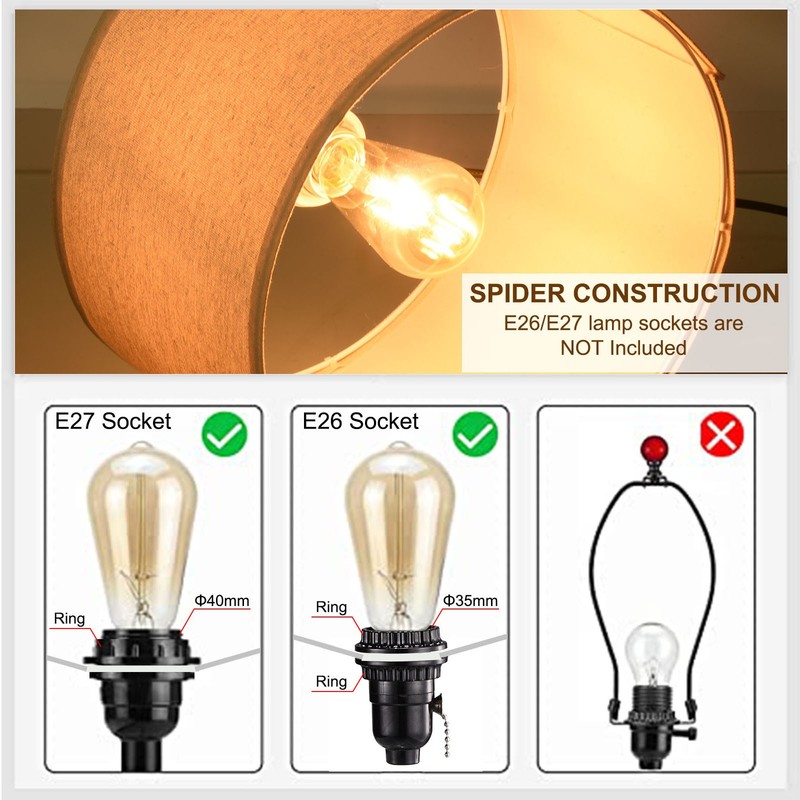 3pcs 10" E26 E27 Lamp Shade Ring Frame Lampshade Holder Wire Frame Drum Ring gallery