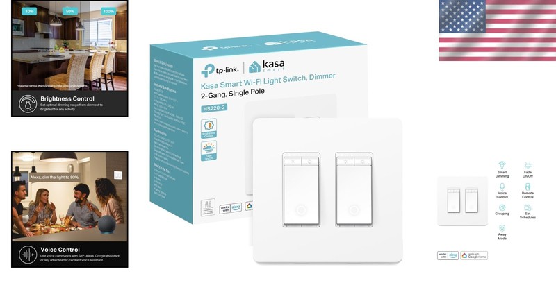 Smart 2-Gang Dimmer Switch for Adjustable Lighting & Easy Setup, No Hub Required gallery