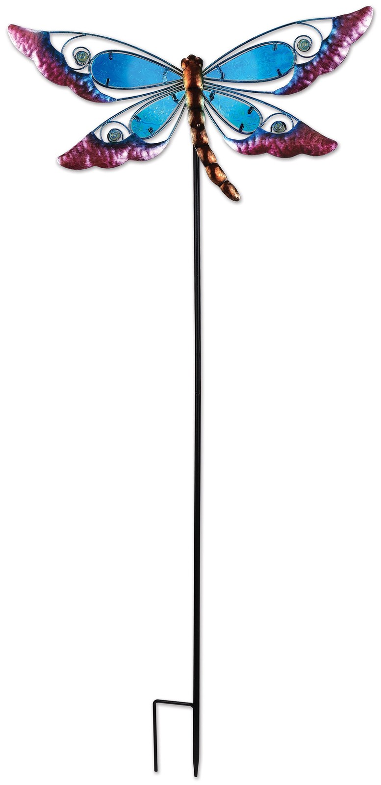 92613 Spring Dragonfly Garden Stake, Metal and Blue Glass gallery