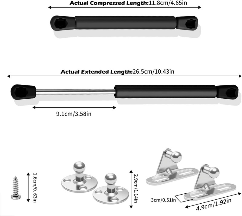 2 Pack Extended 10 inch Gas Prop Force/45LB Gas Struts – Gas 200N gallery