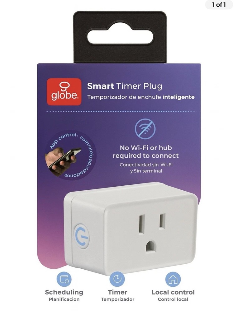 Globe Smart Timer Plug, No Wi-Fi Or Hub Required Tô Connect