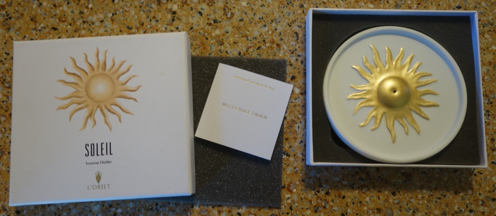 L'Objet Soleil Incense Holder e/box Made in Portugal porcelain/gold EX condition