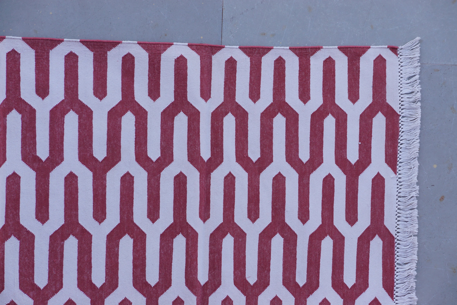 Rugmoda Cotton Maroon Red Geometric 4x6 ft Living Room Bedroom Area Rug gallery