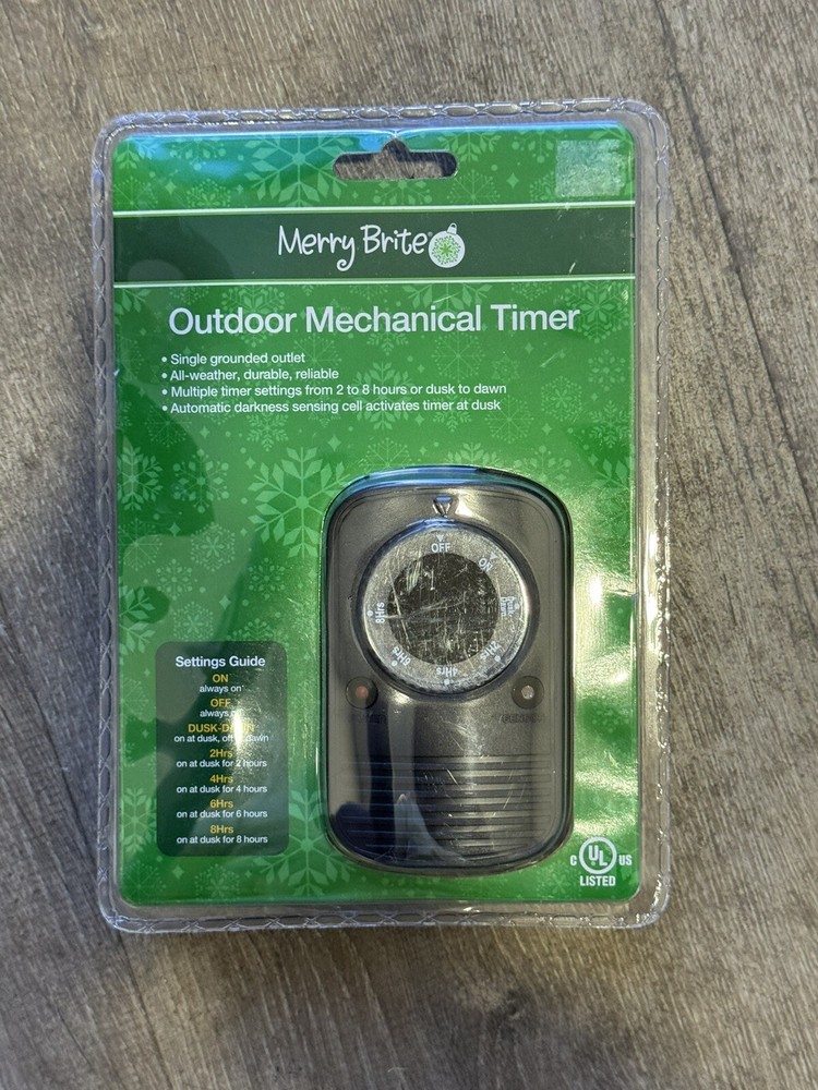 Merry Brite Mechanical Timer All Weather outdoor 2-8 Hours setting options
