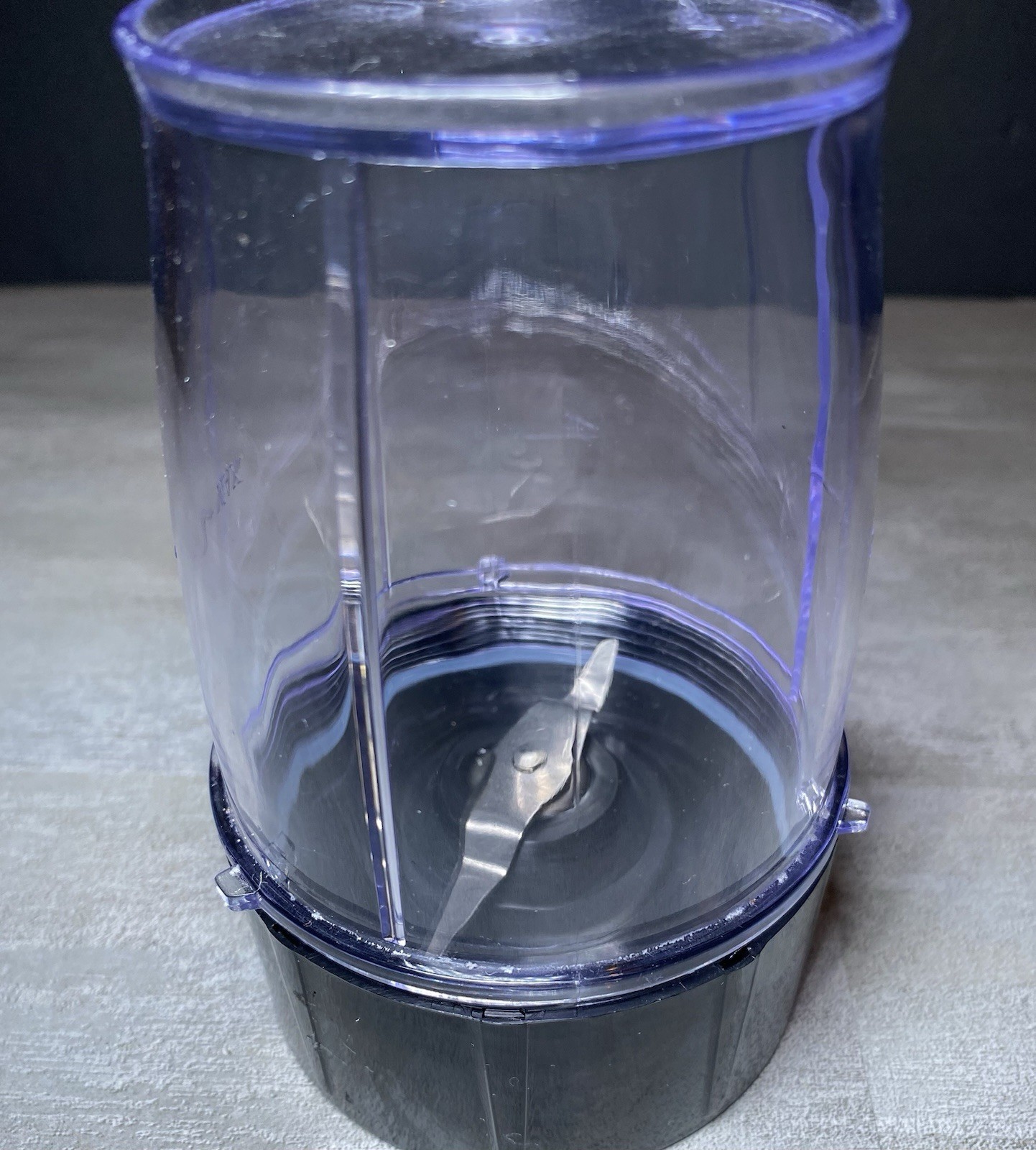 Mini Blender Chopper Cup w/ Blade Base Clear Purple Tint Replacement Part gallery
