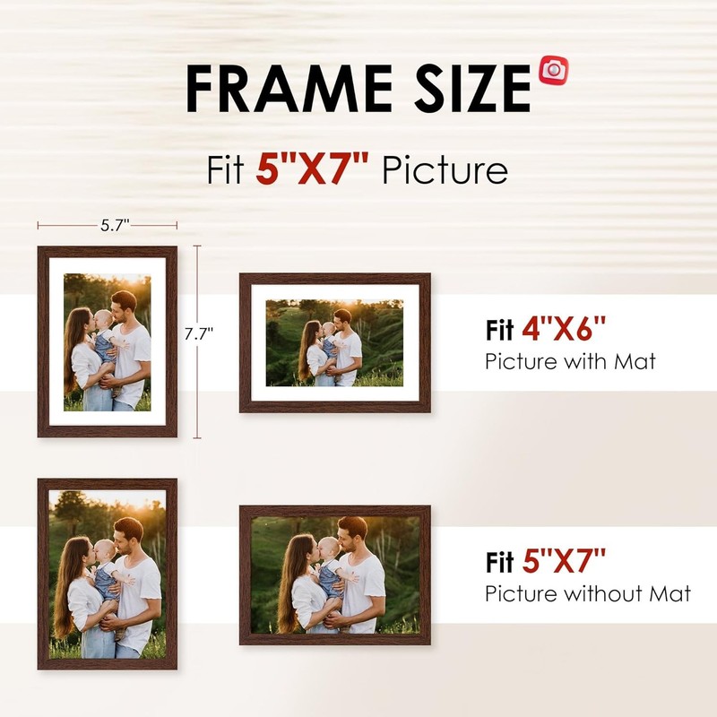 Versatile 2-Pack 5x7 Photo Frames with Plexiglass for Tabletop & Wall Display gallery