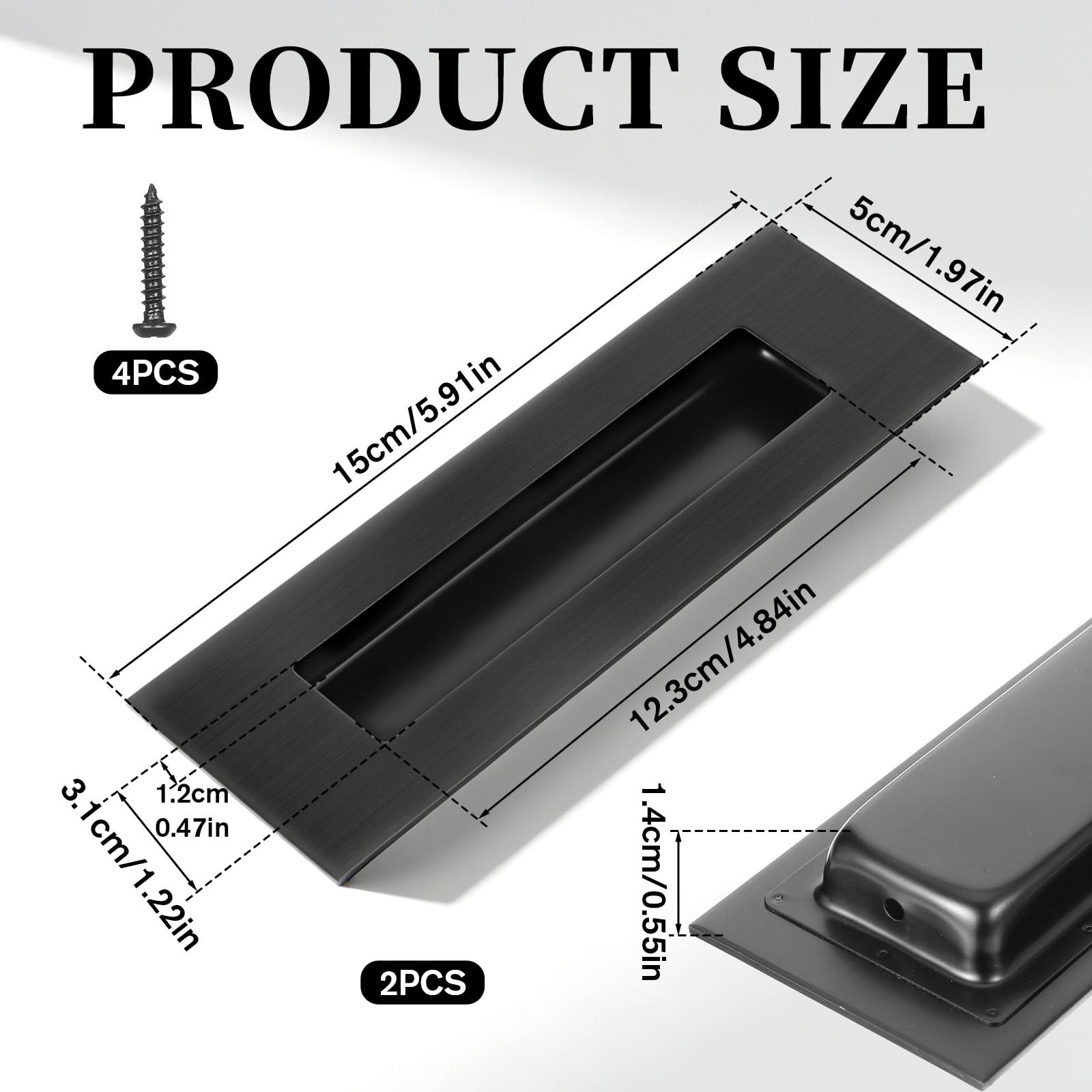 Pocket Door Handles, 2 Pcs 6 Inch Black Recessed Sliding Closet Door Pulls St... gallery