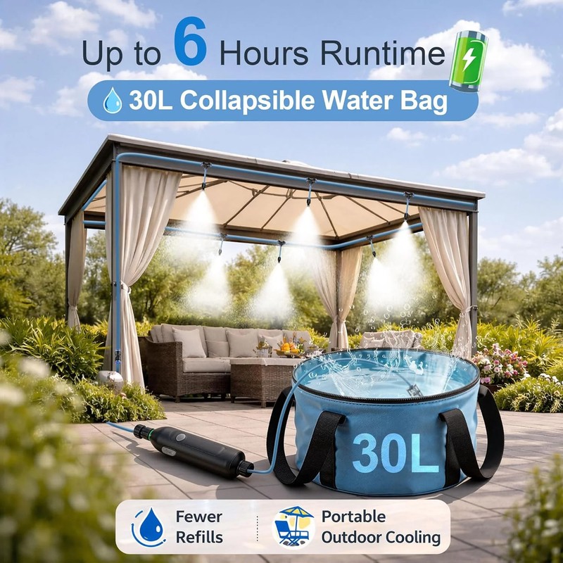 Portable Misting System for Outdoor Cooling, 23 FT Misters for Outside Patio wit gallery