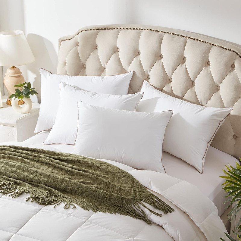 ® Goose Feather down Pillows Queen Size Set of 2, Soft Fluffy Luxury Hotel Colle gallery