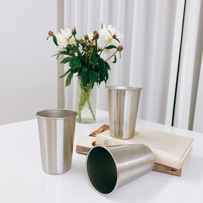 4 Pack Unbreakable Stainless Steel Cups 10Oz Metal Drinking Cup for Camping gallery