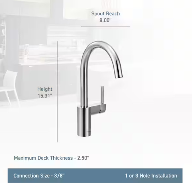 NEW CONDITION Moen 7365 Align Single-Handle Standard Kitchen Faucet in Chrome gallery