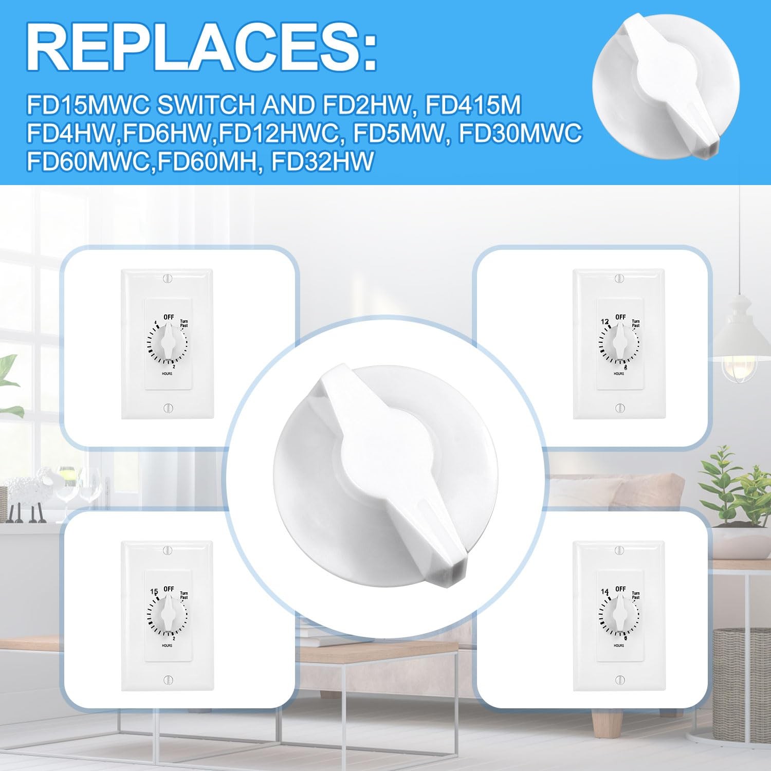 2pcs Timer Knob Replacement, Switch Spring Wound Medium, White gallery
