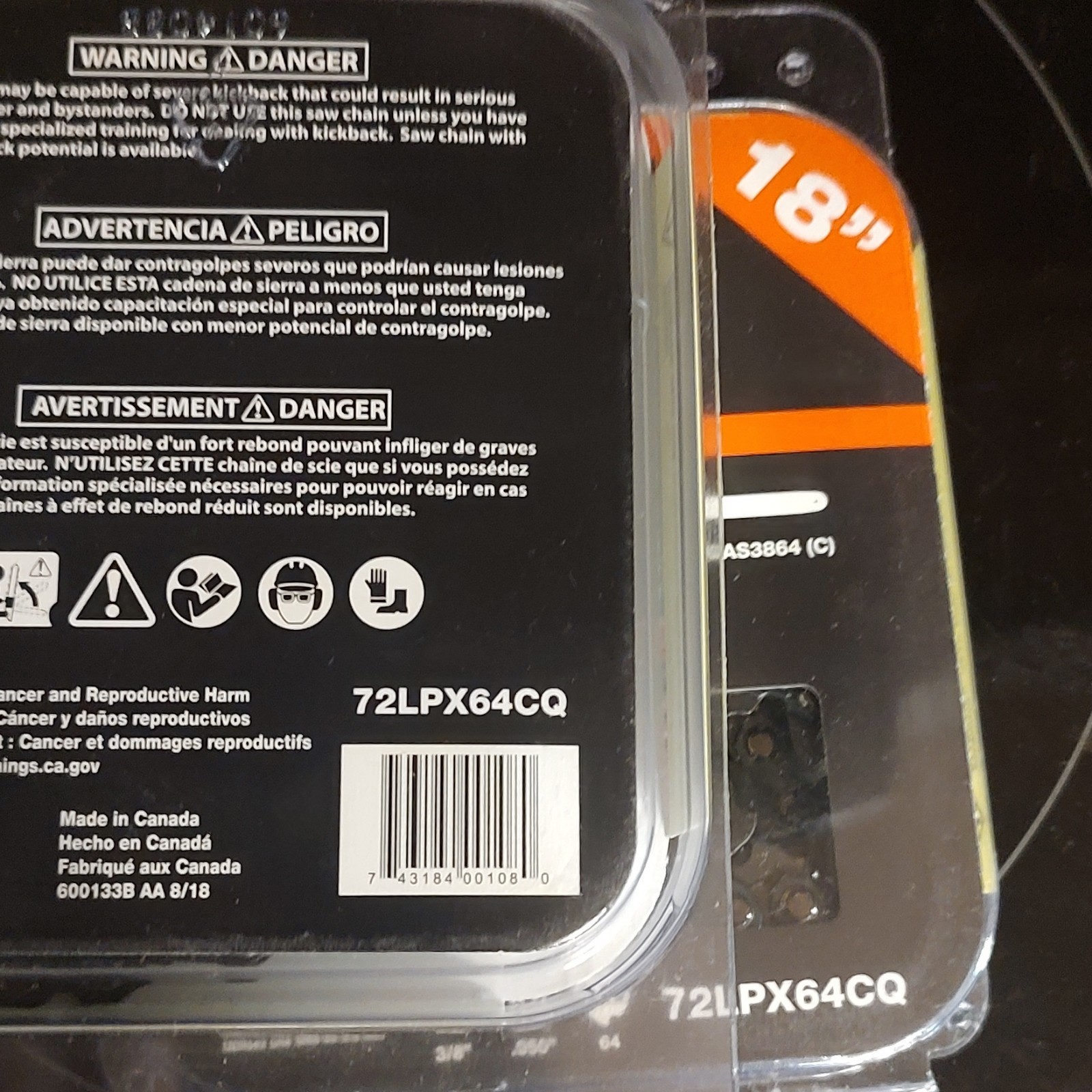 2 Pack Of ECHO 18 in Chainsaw Chain 72LPX64CQ / 18D0AS3864 for ECHO CS-590 gallery