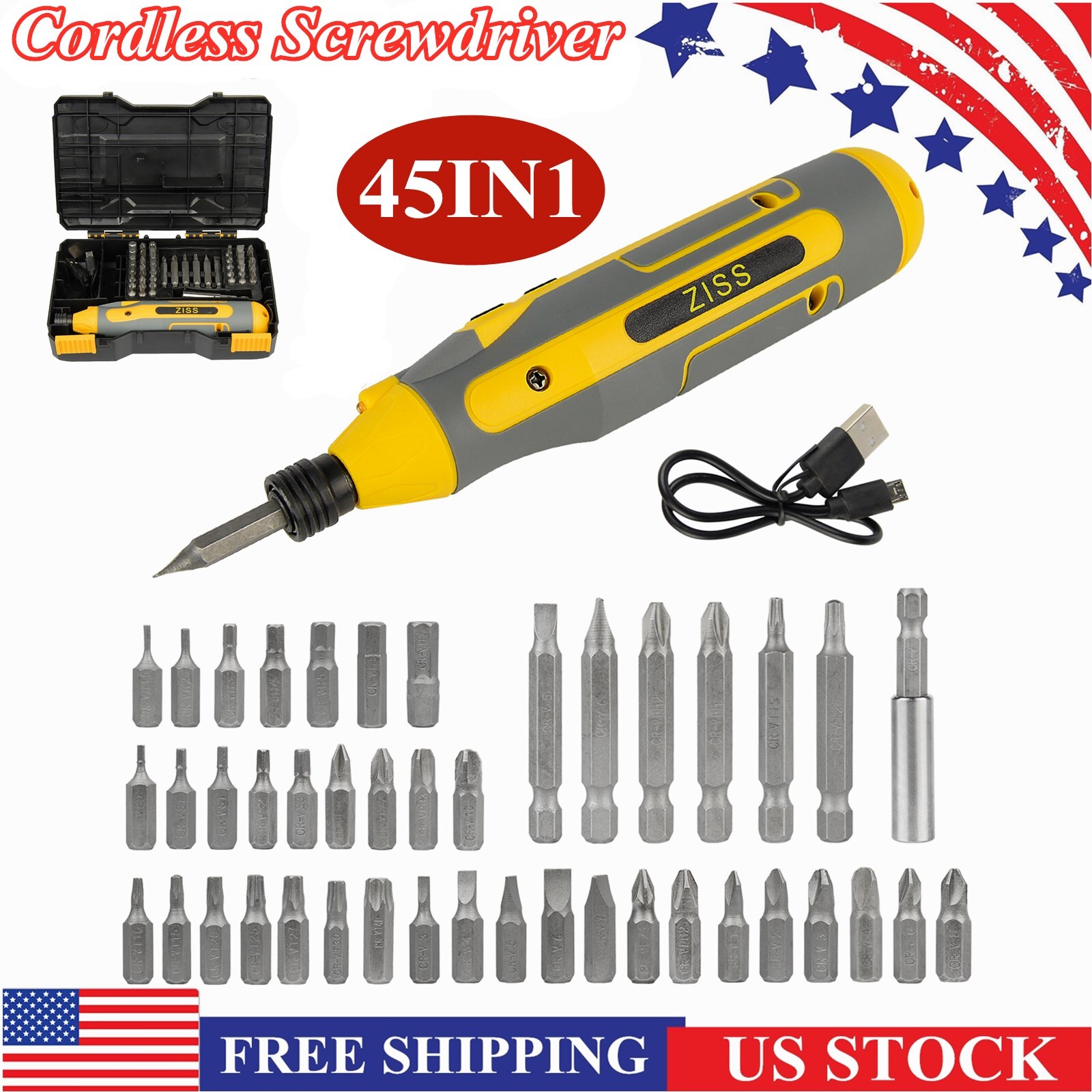 45IN1 Cordless Electric Screwdriver Rechargeable Drill Driver Power Tool Bit Set gallery