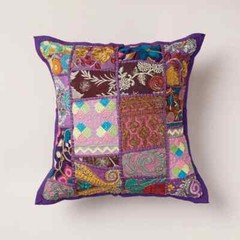 Tamili Patchwork Khambadia Cushion Cover Sofa Decor Indian Pillow Cover 16×16