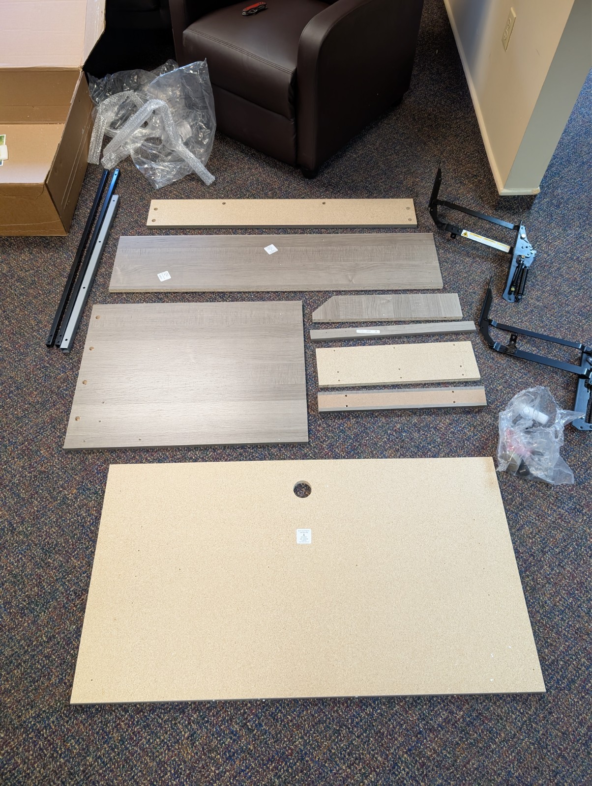 Opened Cabot 3 Position Sit to Stand Desk Return in Modern Gray- Engineered Wood gallery
