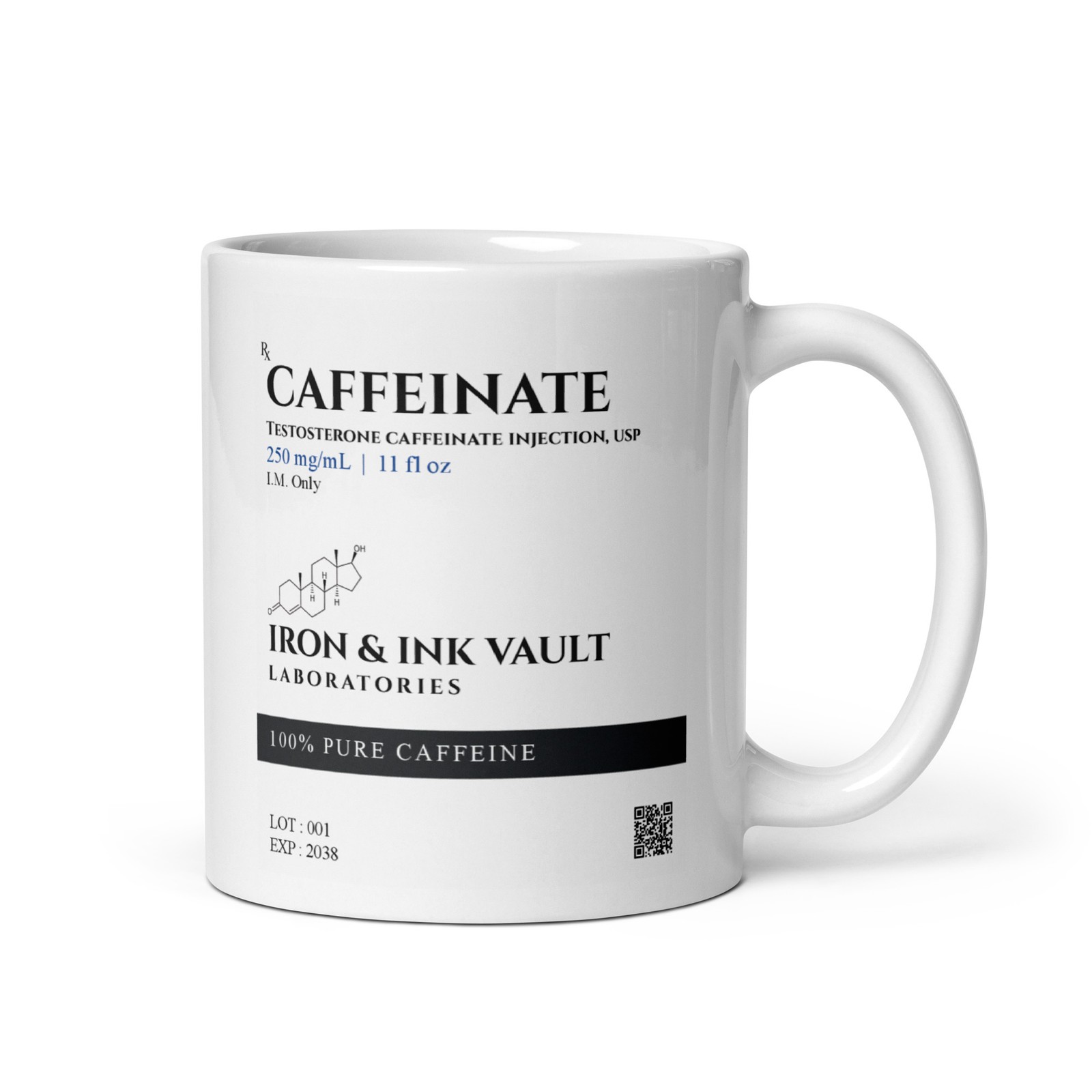White Bodybuilding Coffee Mug Gym Mug Caffeinate 250mg Iron & Ink Vault™ gallery