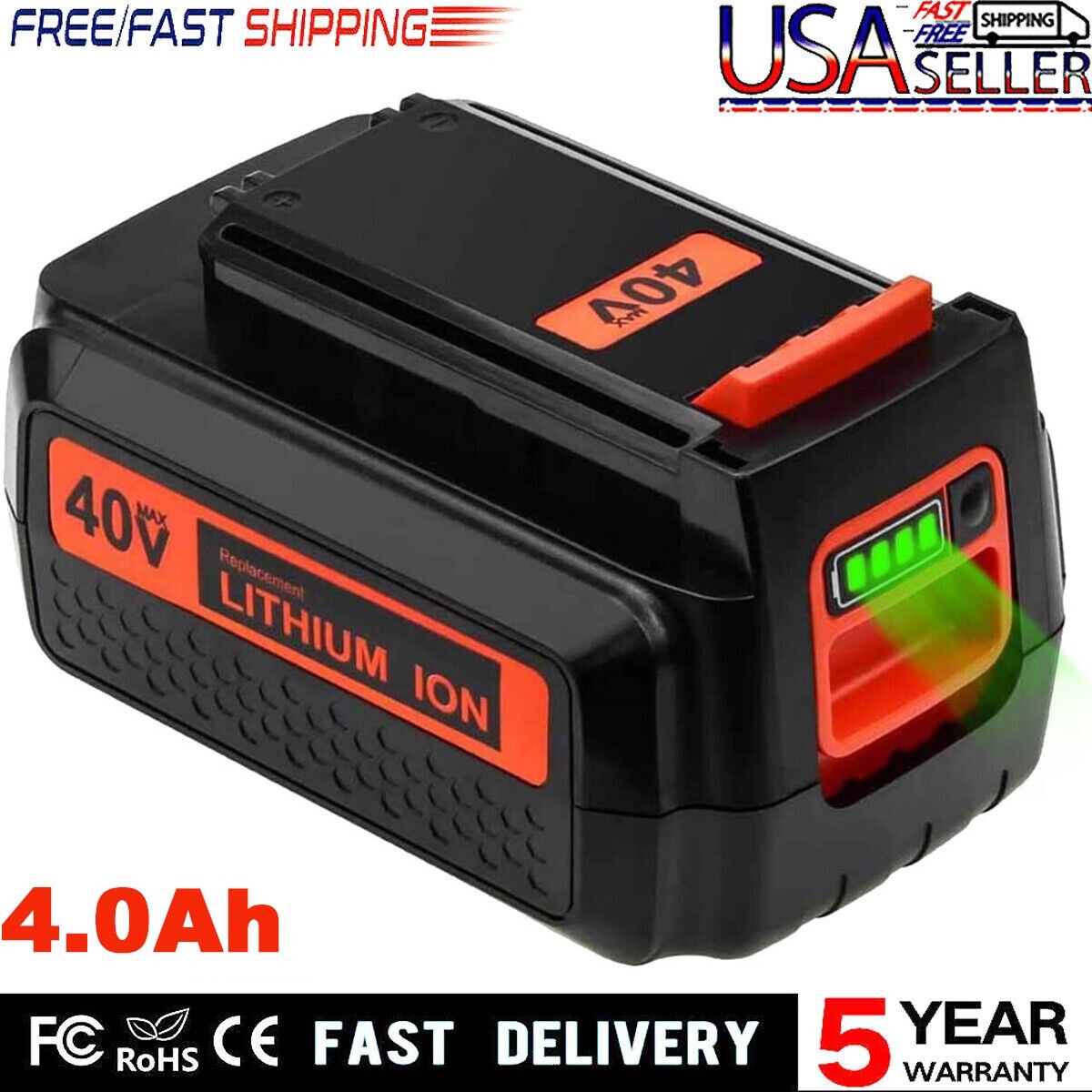 36 Volt For Black & Decker 36V 4.0Ah Max Lithium Battery LBX2040 LBXR36 LSW36 gallery