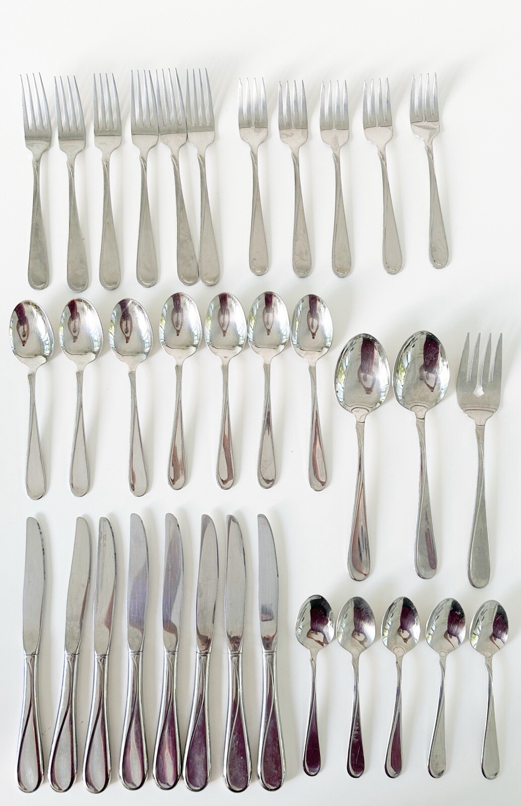 34 PCS Oneida Flight Stainless Steel Flatware Made In USA Pattern 2865 Vintage gallery