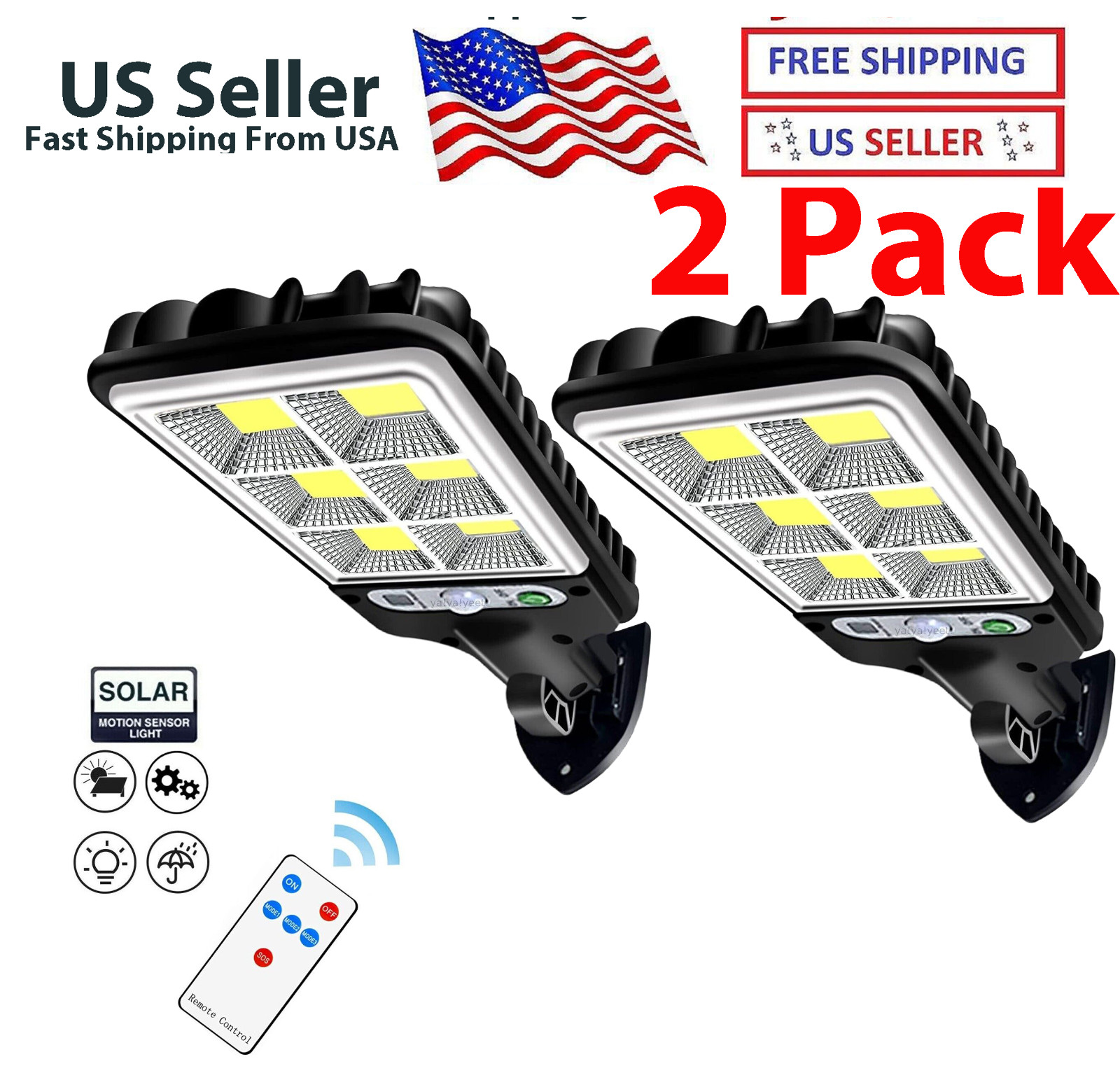2PCS Outdoor Solar Wall Light LED Motion Sensor Bright Flood Street Lamp 3 Modes gallery
