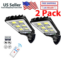 2PCS Outdoor Solar Wall Light LED Motion Sensor Bright Flood Street Lamp 3 Modes