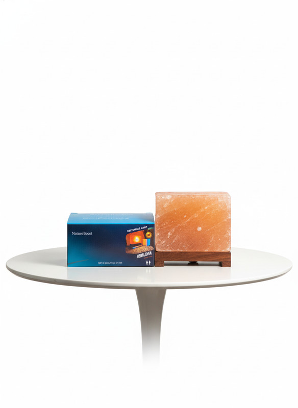 Himalayan Pink Salt Lamp Rectangular Shape Wooden Base, Comes with dimmer Switch gallery