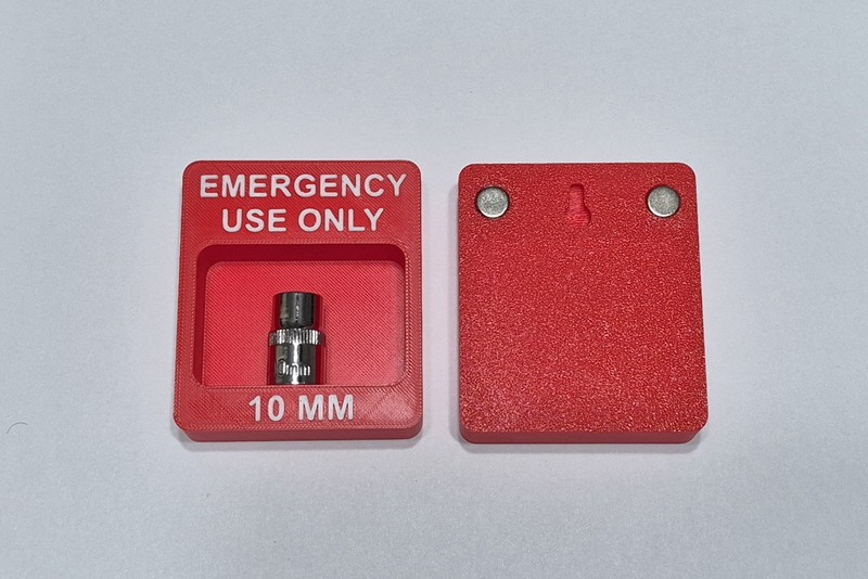 Emergency Use Only 10mm Socket Holder Tool Box Magnet 3/8" 3D Printed gallery