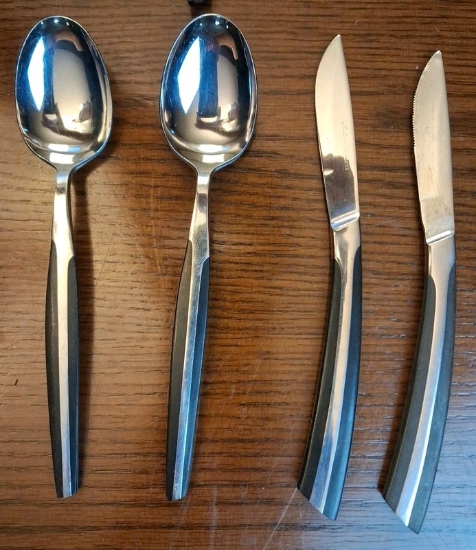 30pc Eldan Misc Stainless Flatware Brown Handle MCM Japan Serving Pieces gallery