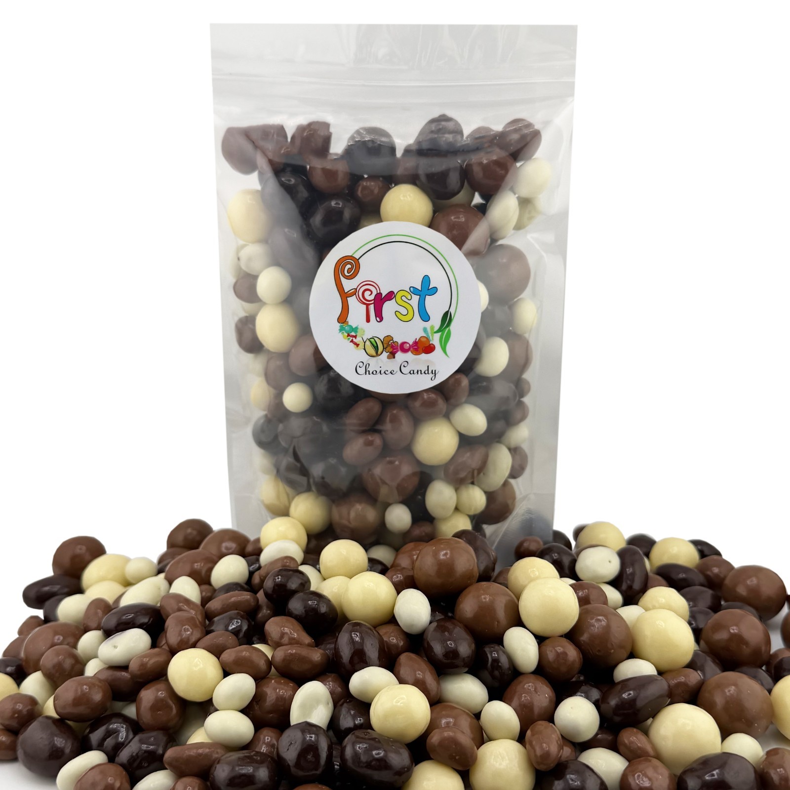 FirstChoiceCandy Bridge Mix Classic Milk, Dark & White Chocolate Covered Nuts gallery