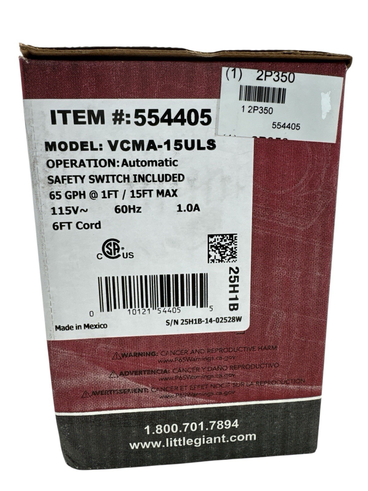 Little Giant VCMA-15ULS Automatic Condensate Pump w/ Safety Switch 554405 New gallery