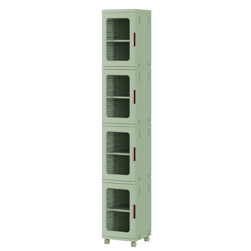 VECELO 4-Tier Narrow Storage Cabinet with Wheels & Shelves for Bathroom Kitchen gallery