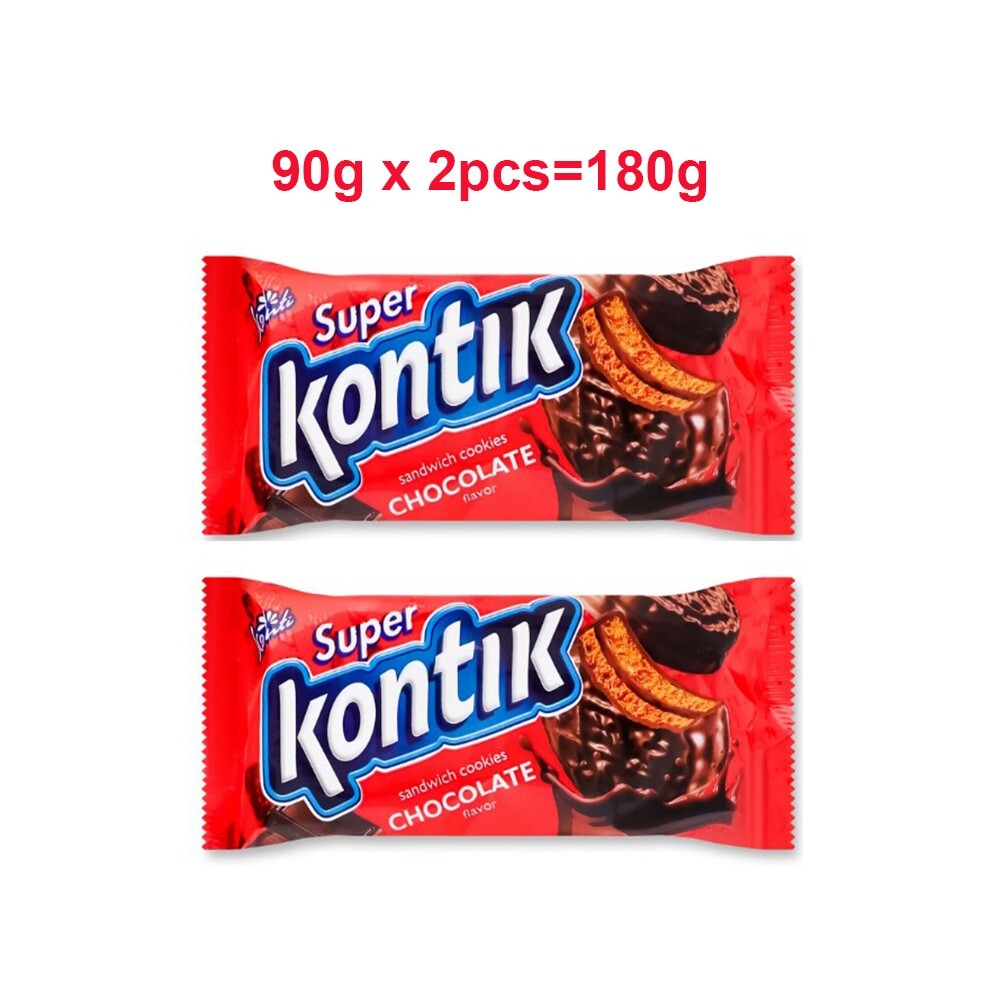 Super Kontik Single or Mix 2pcs 90g, 2 pcs=180g/6.35oz Sandwich Cookies Ukraine gallery