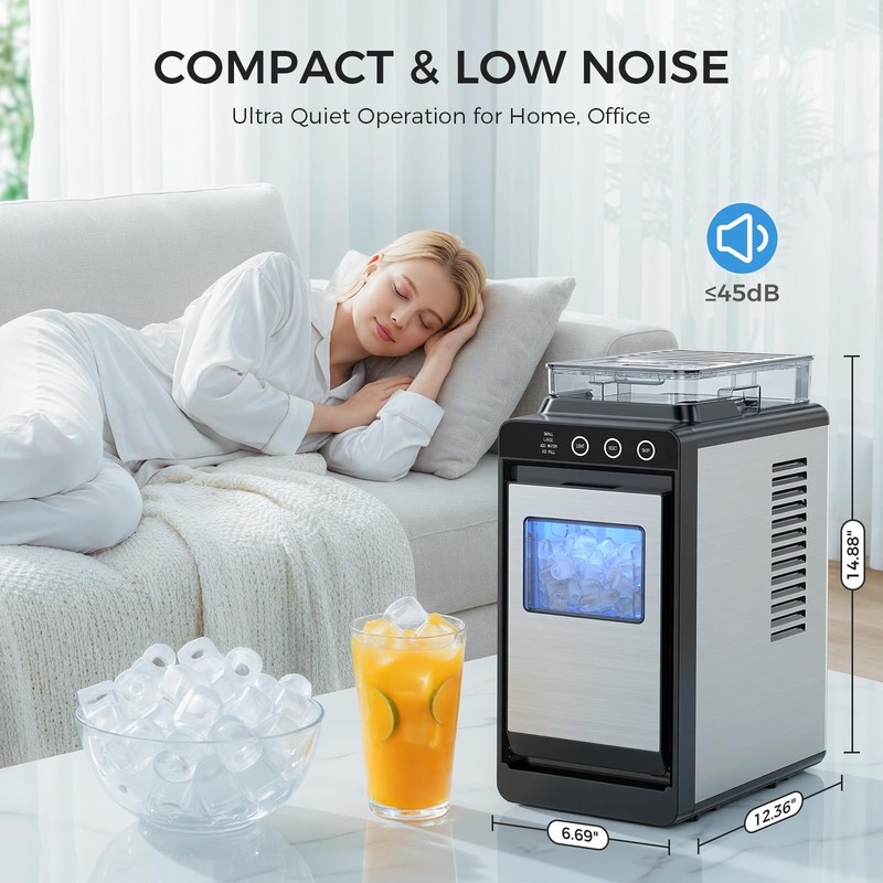 COWSAR Ice Maker Countertop, Portable 26LBS / 24H, Black and Silver gallery
