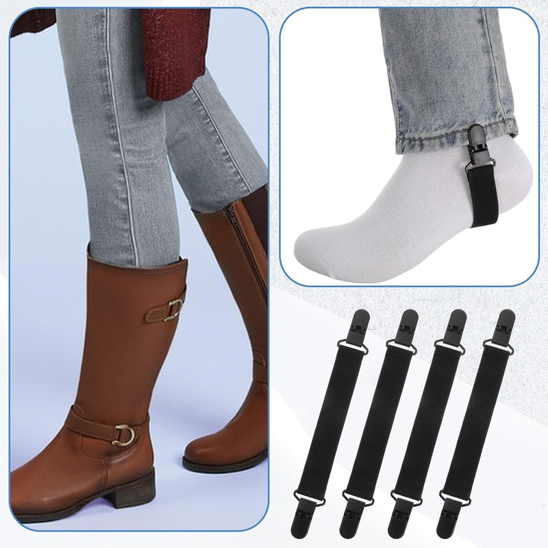 4 Pcs Adjustable Elastic Straps with Clips Boot Straps for Cowboy Boots Pant ... gallery