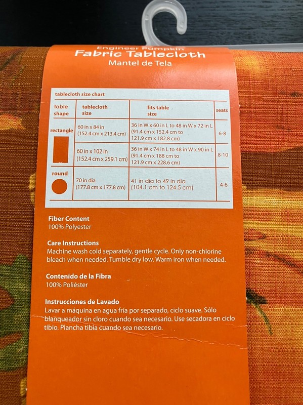 Fall Engineer Pumpkin Fabric Tablecloth 52 X 102 Inches. Easy Care gallery