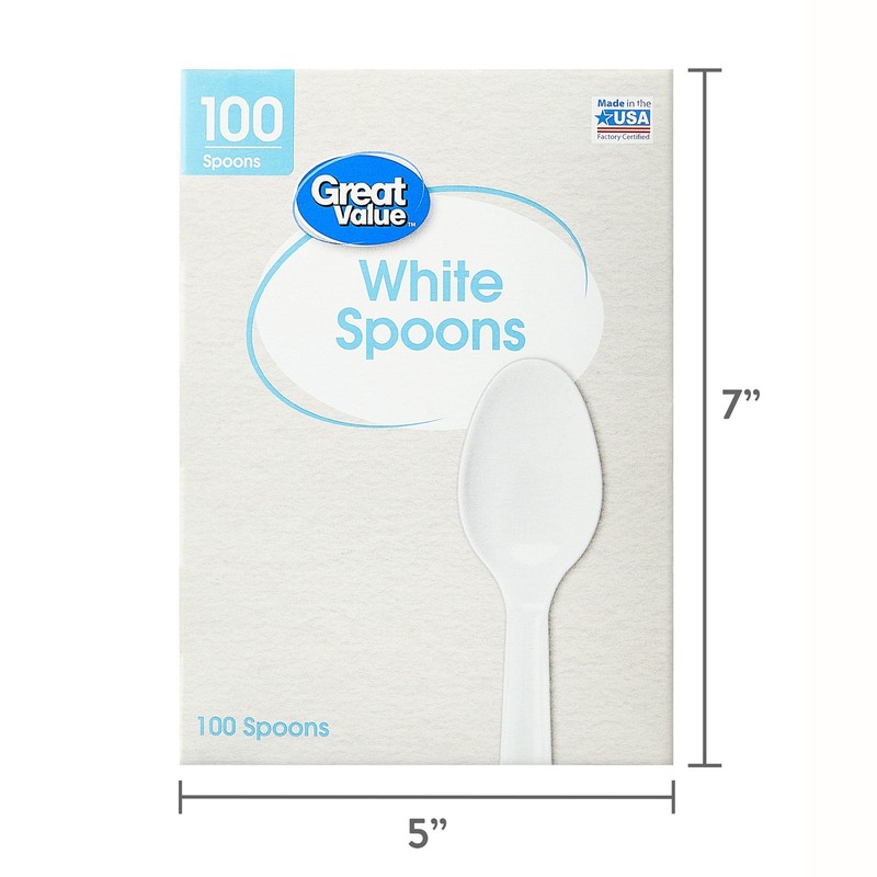 Plastic Basic White Spoons, 100 Count gallery