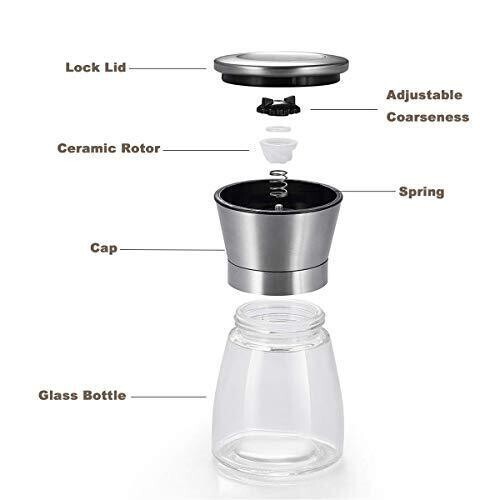 2PC Salt and Pepper Grinder Set with Adjustable Glass Grinder Stainless Steel gallery