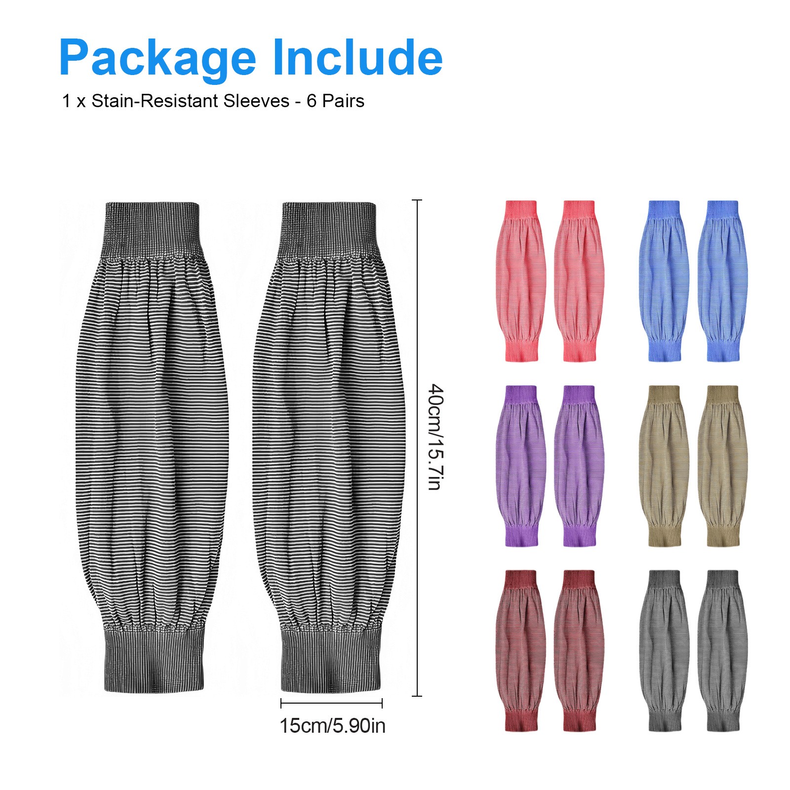 6PCS Colorfast Washable Long Arm Sleeves Stretch Protective Work Cooking Garden gallery