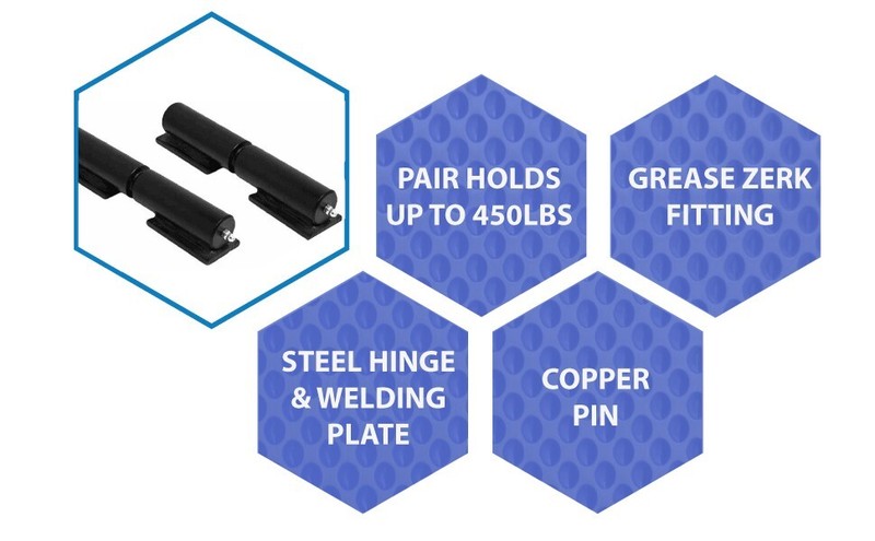 5" Heavy Duty Weldable Barrel Gate Hinges - 1 Pair gallery