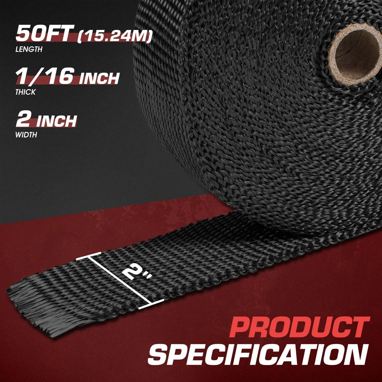 DNA MOTORING 2" x 50' Exhaust Header Wrap Heat Wrap for exhaust pipes, Exhaust T gallery