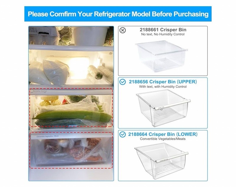 2 Pack 2188656 Fridge Crisper Drawer Refrigerator 2188664 Fits Whirlpool Upgrade gallery