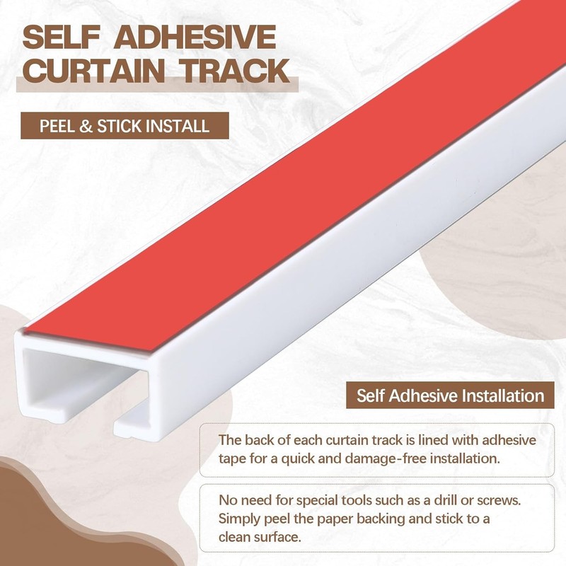11 FT/126 IN Self Adhesive Ceiling Curtain Track Rail No Drill Rod Screws or gallery