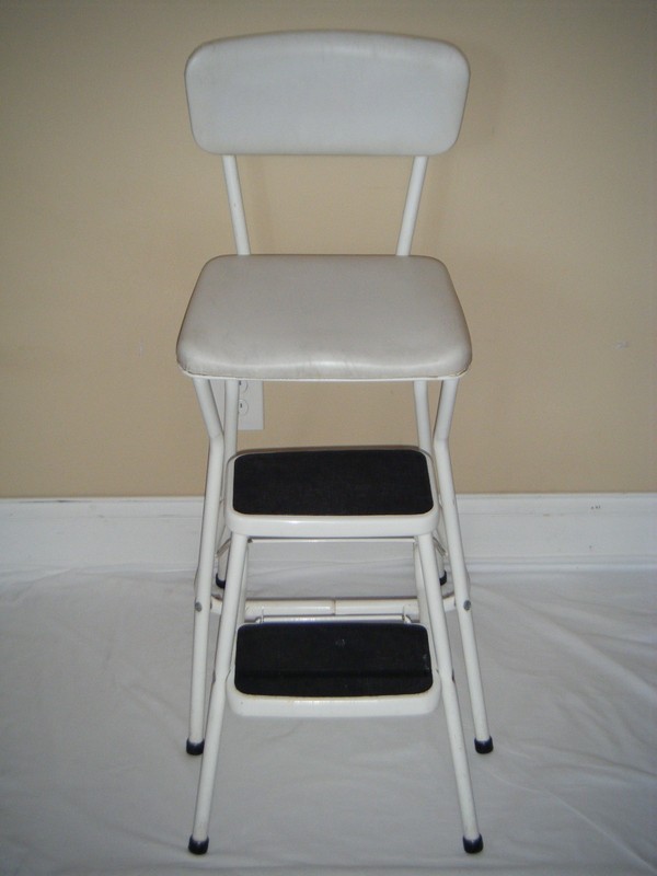 Vintage COSCO White Kitchen Pull Out Step Stool Chair gallery