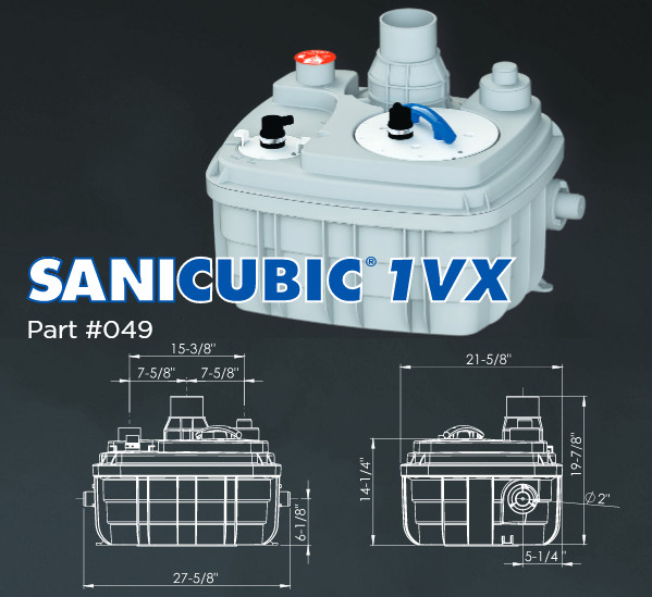 SANIFLO SANICUBIC 1VX VORTEX LIFT STATION. 1.5 HP, Part # 049 3 Year Warranty. gallery