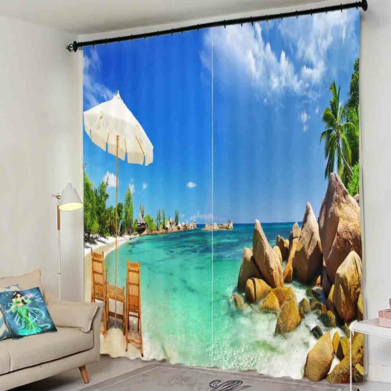 Blue Ocean Strategy 3D Curtain Blockout Photo Printing Curtains Drape Fabric gallery