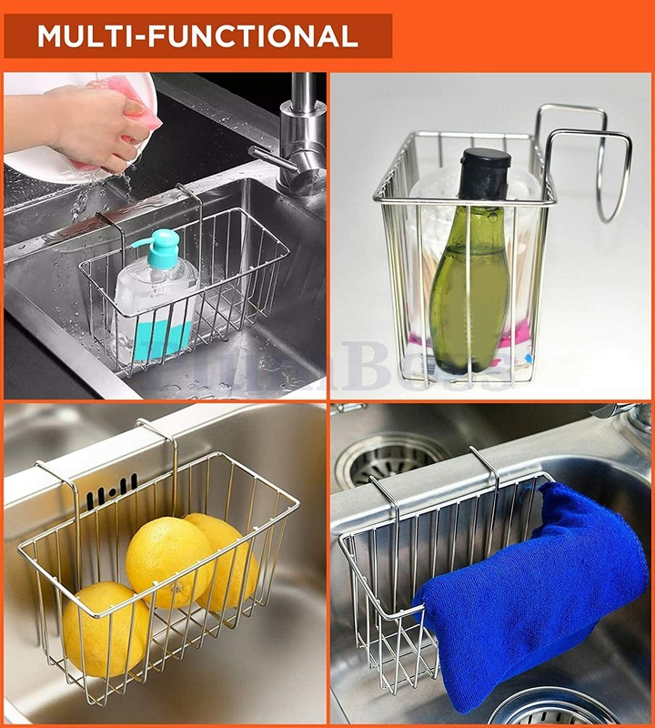 Sponge Holder Kitchen Stainless Steel Caddy Organizer Dish Draining Sink Basket gallery