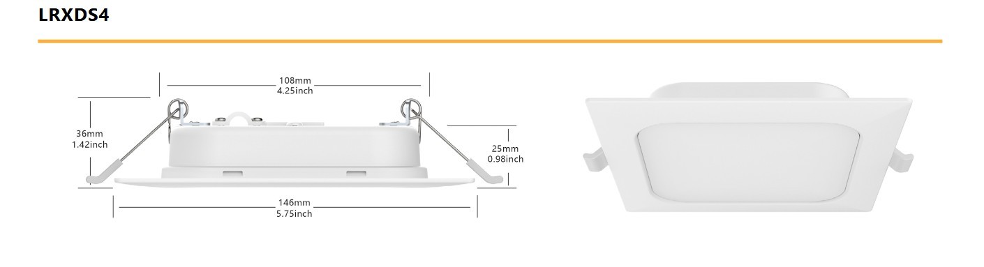 Lumination LRX Downlight, LED ultra-thin, wafer, disk, 4 inch square, 9 watts gallery
