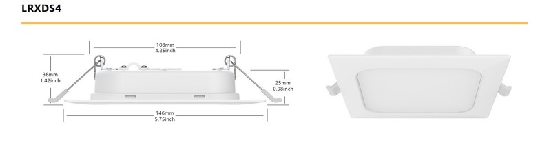 Lumination LRX Downlight, LED ultra-thin, wafer, disk, 4 inch square, 9 watts gallery