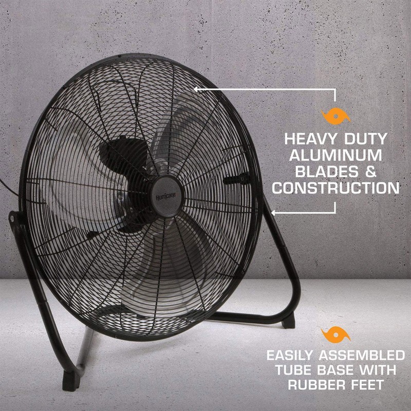 Hurricane Pro 20" 3 Adjustable Speed High Velocity Floor Fan, Black (Open Box) gallery